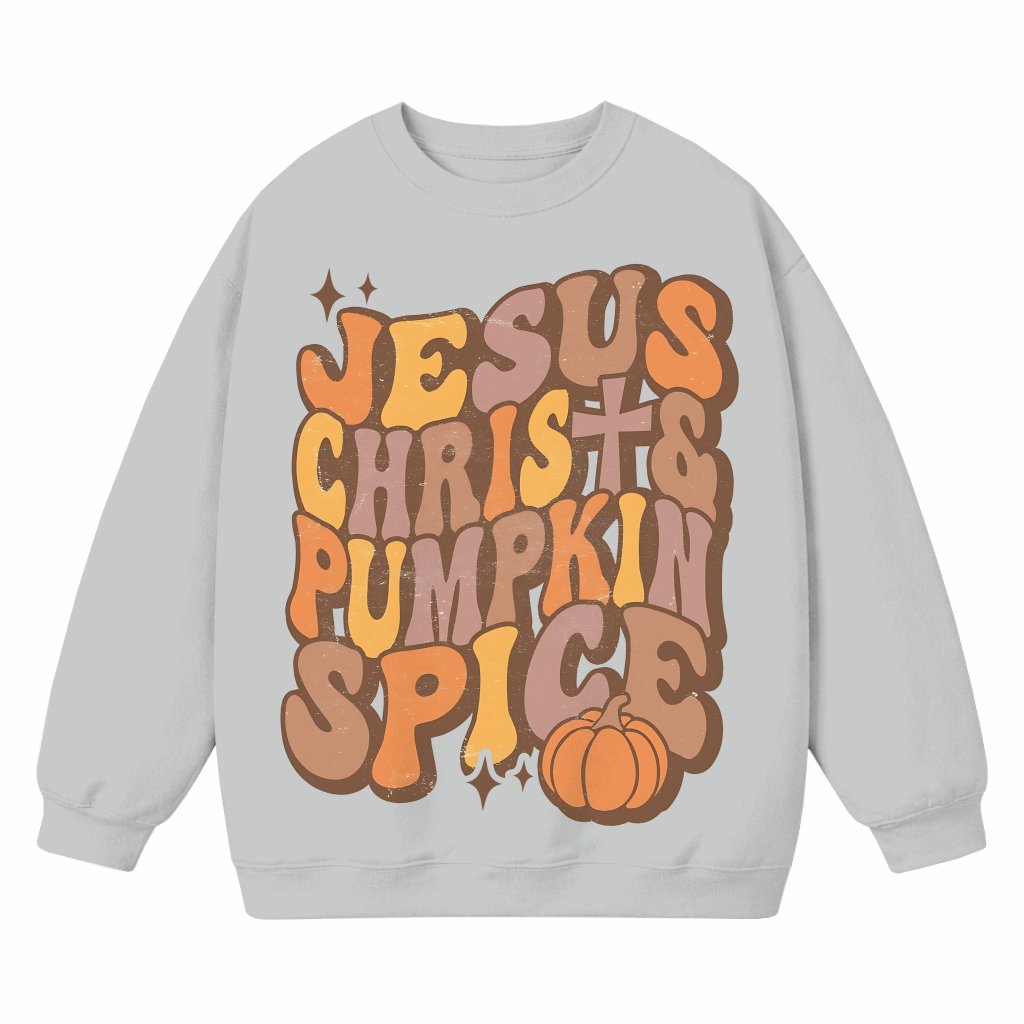 Funny Pumpkin Spice Christian Sweatshirt – Fall Gift Bible Verse - front view