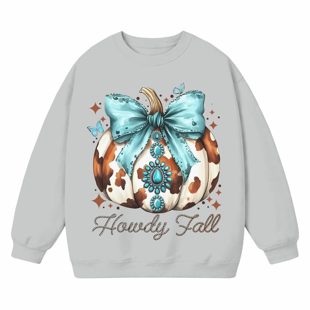 Howdy Fall Western Pumpkin Sweatshirt – Gift for Her Retro Coquette - front view