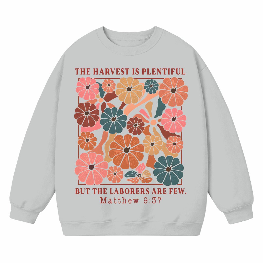 The Harvest Is Plenty Christian Boho Pumpkin Sweatshirt – Thanksgiving Gift - front view