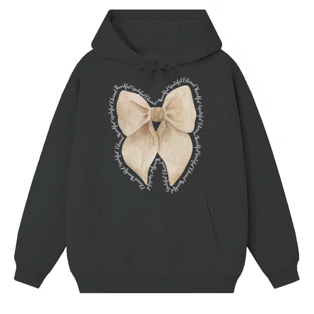Funny Retro Thanksgiving Hoodie – Turkey Pumpkin Bow Gift for Family - front view