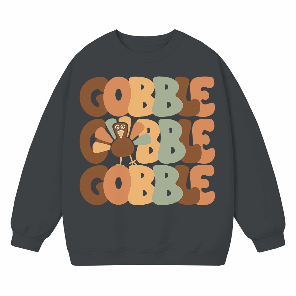 Funny Gobble Sweatshirt – Thanksgiving Gift Retro Crewneck - front view