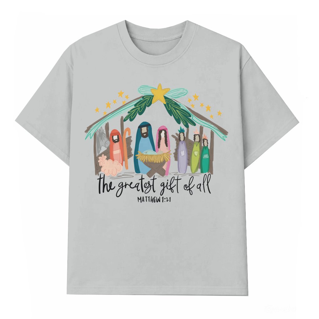 Christian Nativity Scene T-shirt – Christmas Gift for Men Women Religious Classic - front view