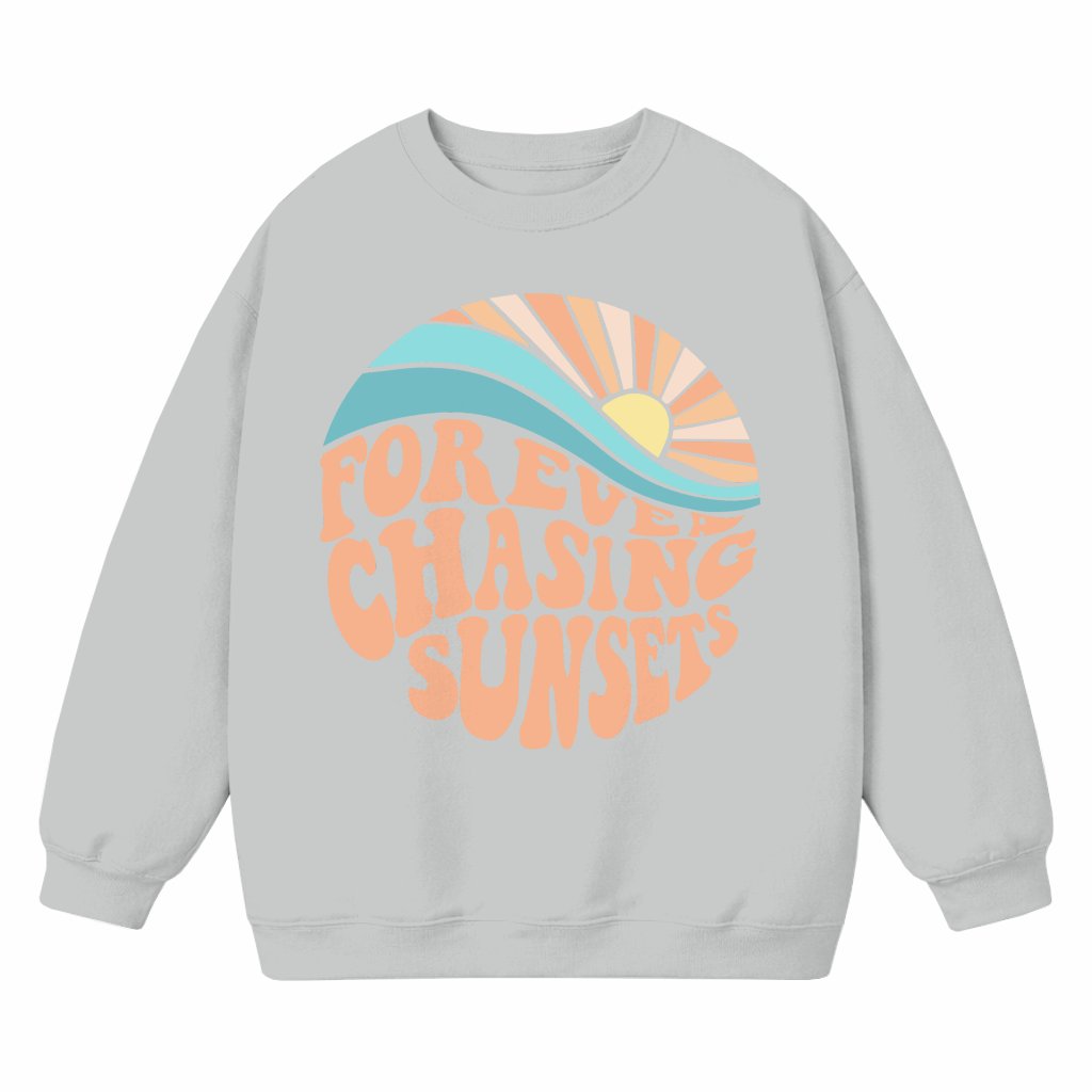 Forever Chasing Sunsets Sweatshirt – Gift for Her Beach Retro - front view