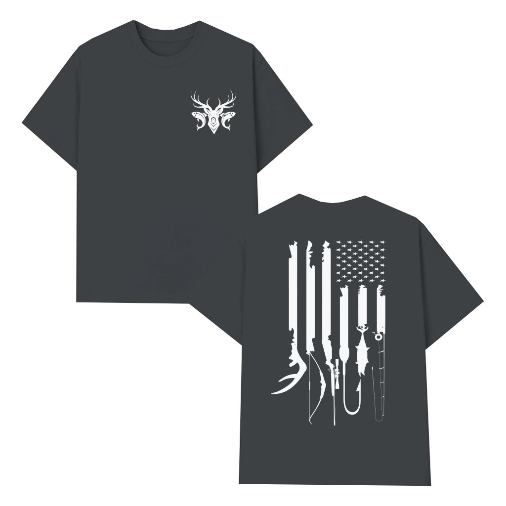 Patriotic Deer Skull T-shirt – Father's Day Gift for Hunters Hunting Flag Graphic - front view