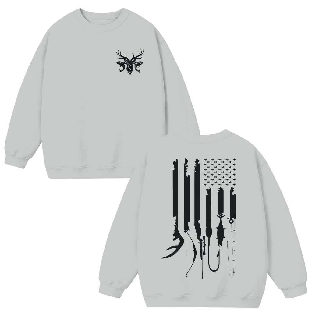 Patriotic Deer Hunter Sweatshirt – Gift for Deer Hunter American Flag - front view