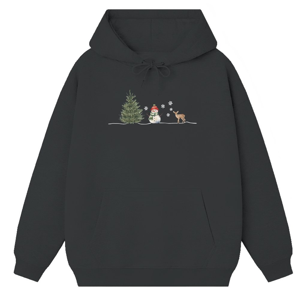 Christmas Wonderland Hoodie – Christmas Gift Adorable Snowman Reindeer Design - front view