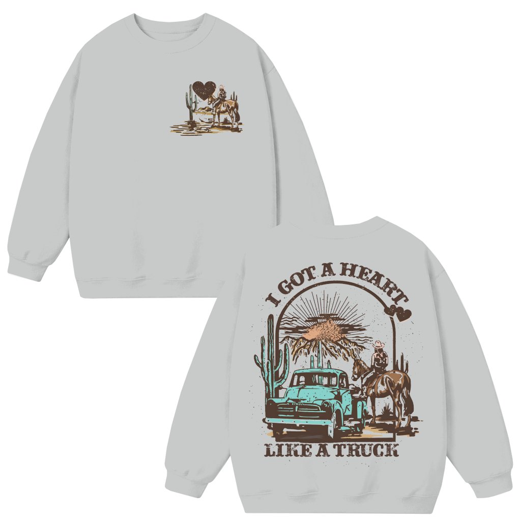Vintage Western Cowboy Truck Sweatshirt – Gift for Men Desert Adventure Style - front view