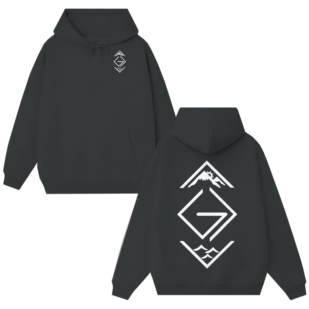 Minimalist Mountain Adventure Hoodie – Adventure Gift for Outdoors Lovers Geometric River - front view
