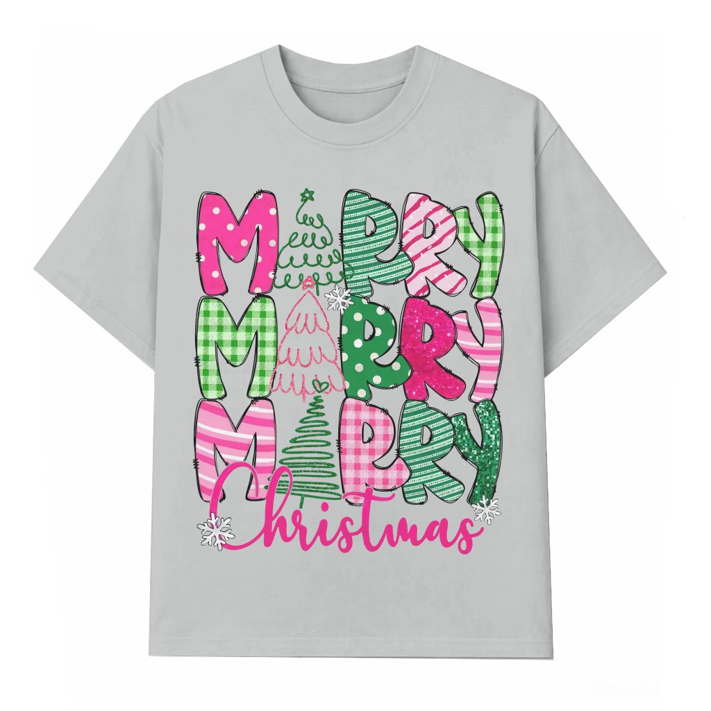 Merry Christmas T-shirt – Christmas Gift for Family Colorful Festive - front view