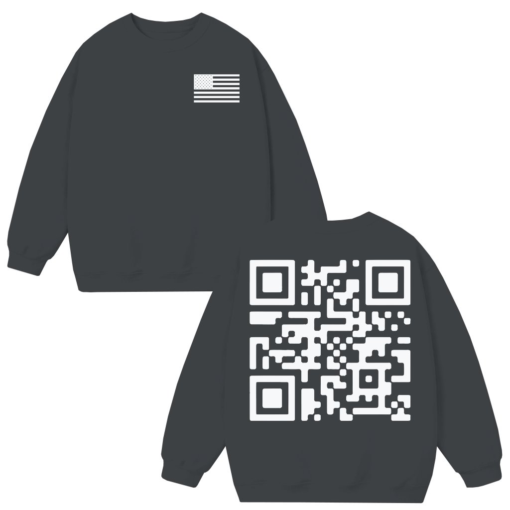 Patriotic QR Code Sweatshirt – Gift for Him Her Modern Flag - front view