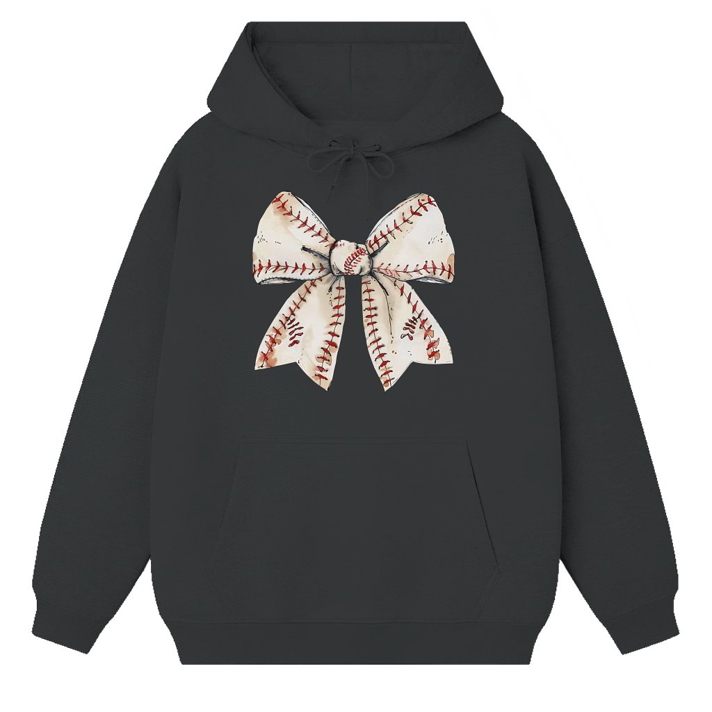 Baseball Bow Hoodie – Gift for Her Baseball Style - front view