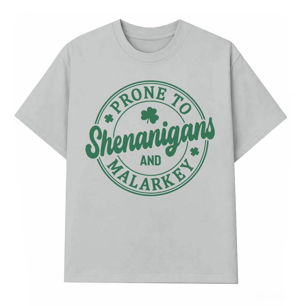 Prone to Shenanigans T-shirt – St. Patrick's Day Gift for Kids Boys Girls Funny - front view