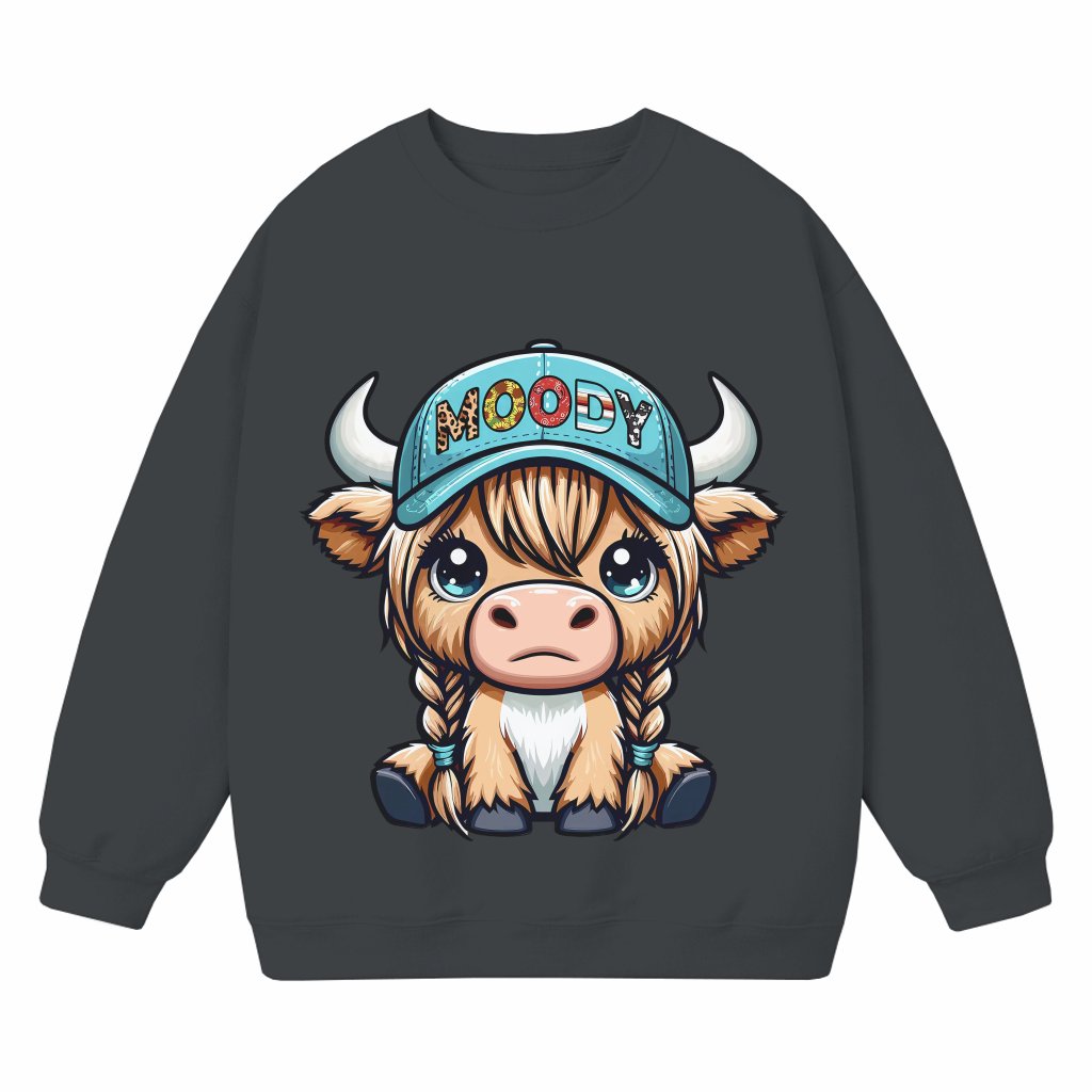 Moody Highland Cow Sweatshirt – Gift for Animal Lovers Cute & Cozy - front view