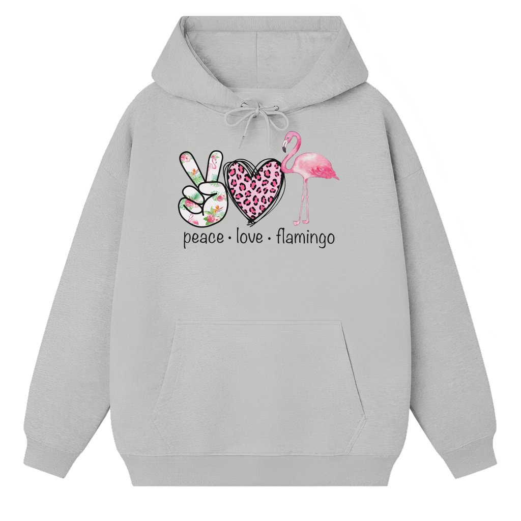 Peace Love Flamingo Hoodie – Beach Lover Gift for Women Men Funny - front view