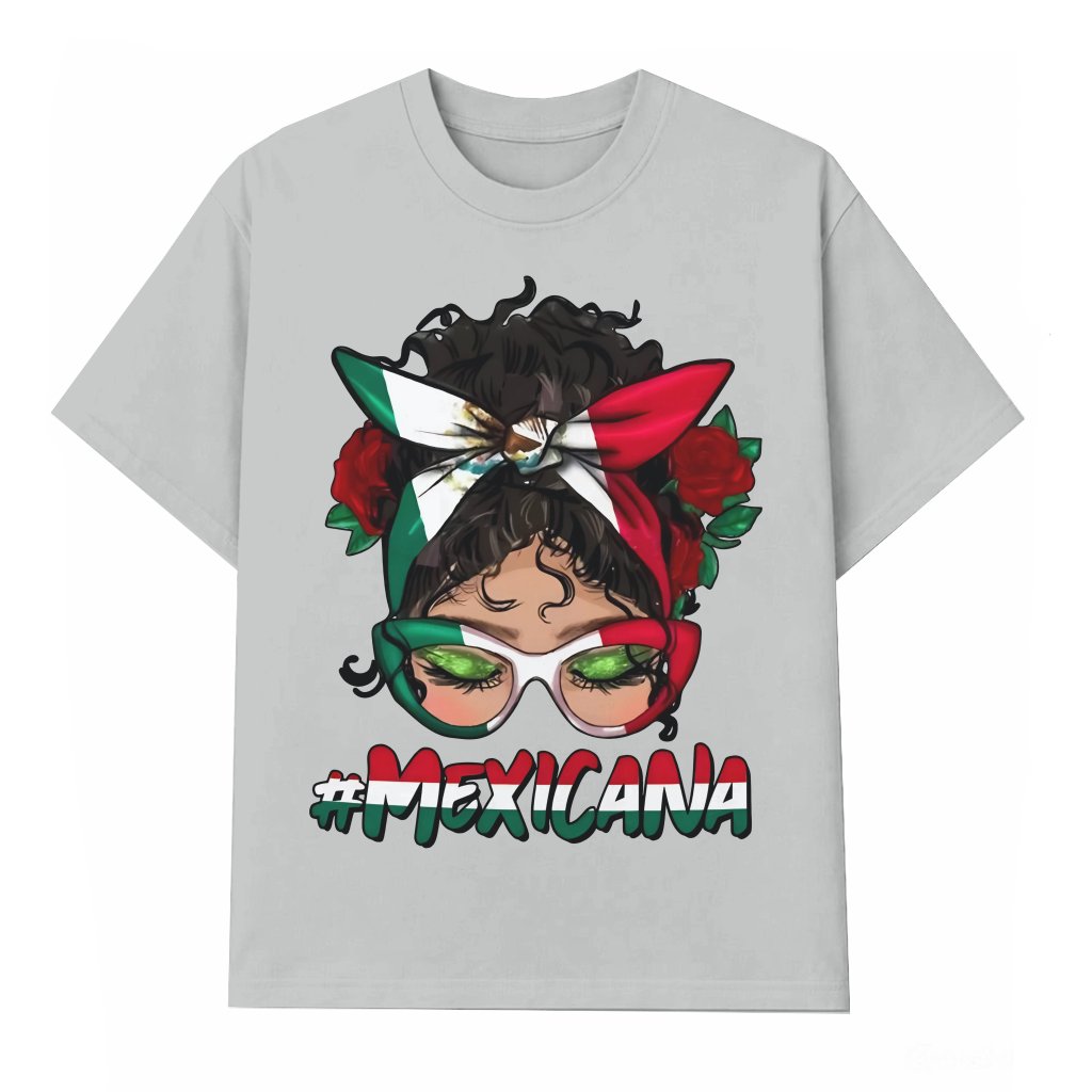 Mexicana Messy Bun T-shirt – Gift for Mexican Mom - front view