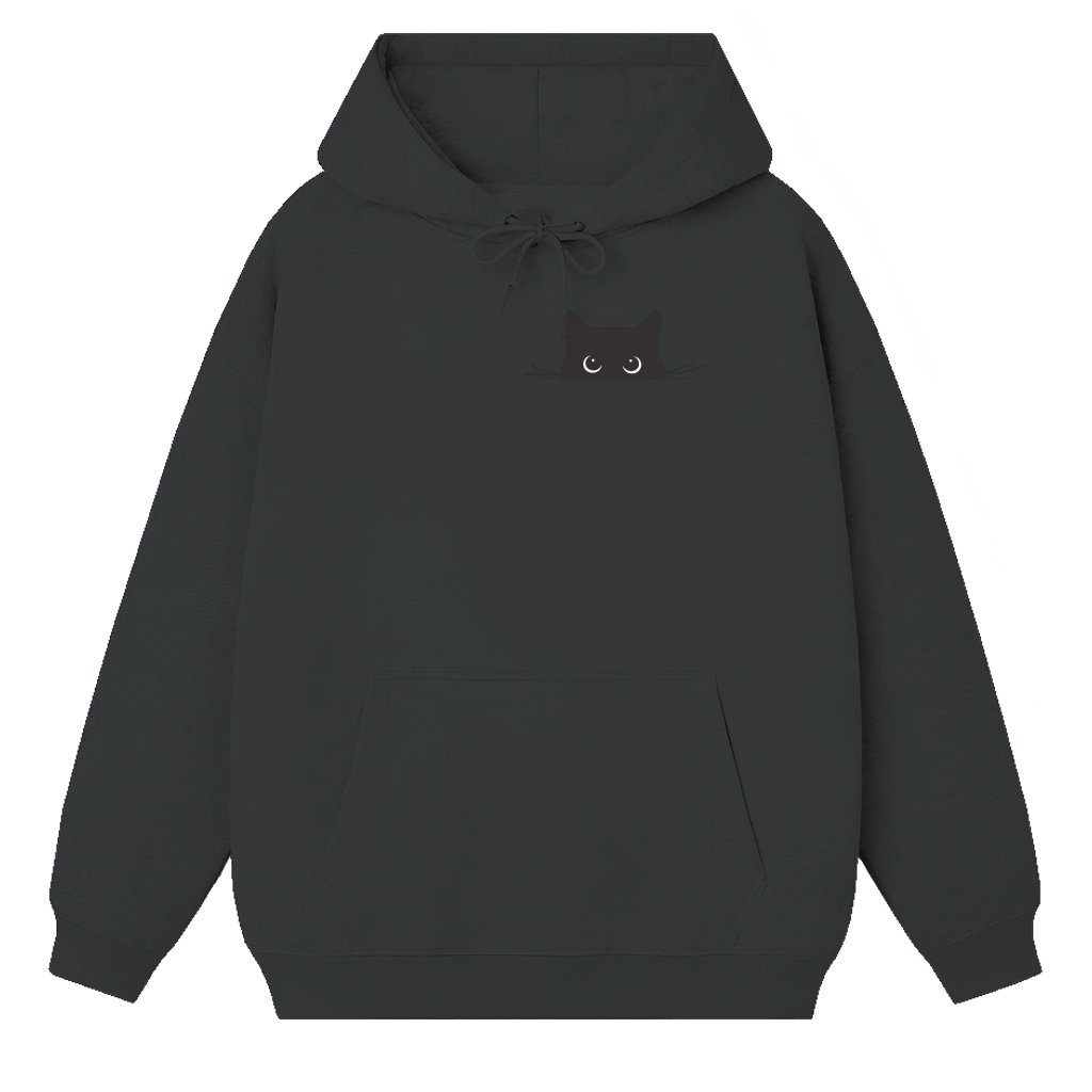 Black Cat Peeking Hoodie – Gift for Cat Mom Funny - front view
