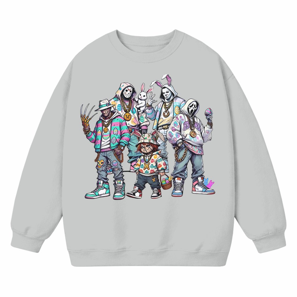 Easter Horror Crew Sweatshirt – Funny Easter Gift for Horror Fans - front view