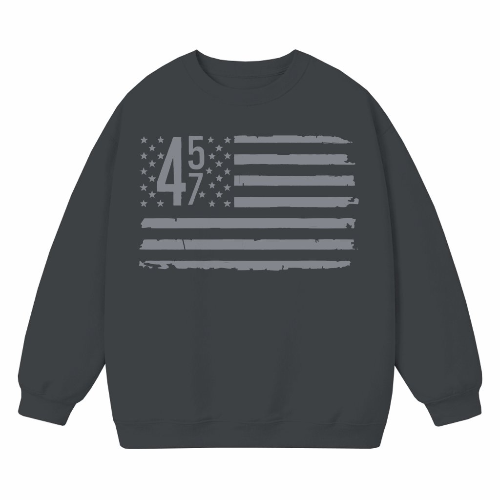 Patriotic American Flag Sweatshirt – 45/47 Design Gift - front view