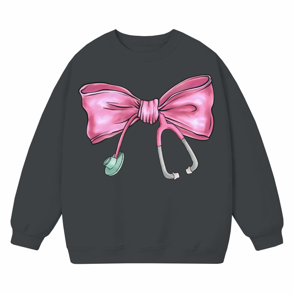 Nurse Stethoscope Bow Sweatshirt – Gift for Nursing Students - front view