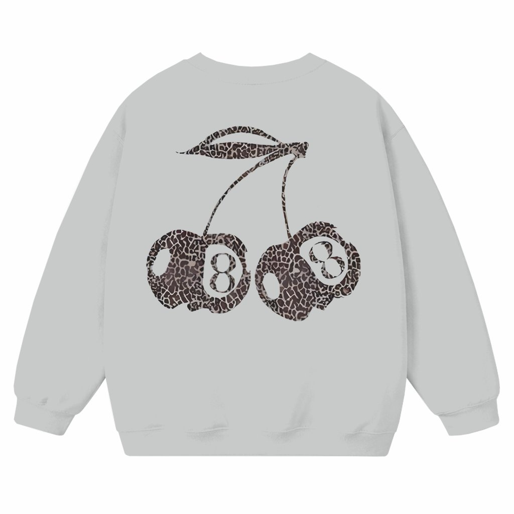 Leopard Cherry Print Sweatshirt – Women's Gift Drop Shoulder Casual - front view