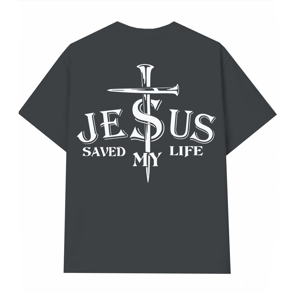 Jesus Saved My Life T-shirt – Gift for Men Christian Faith Graphic - front view