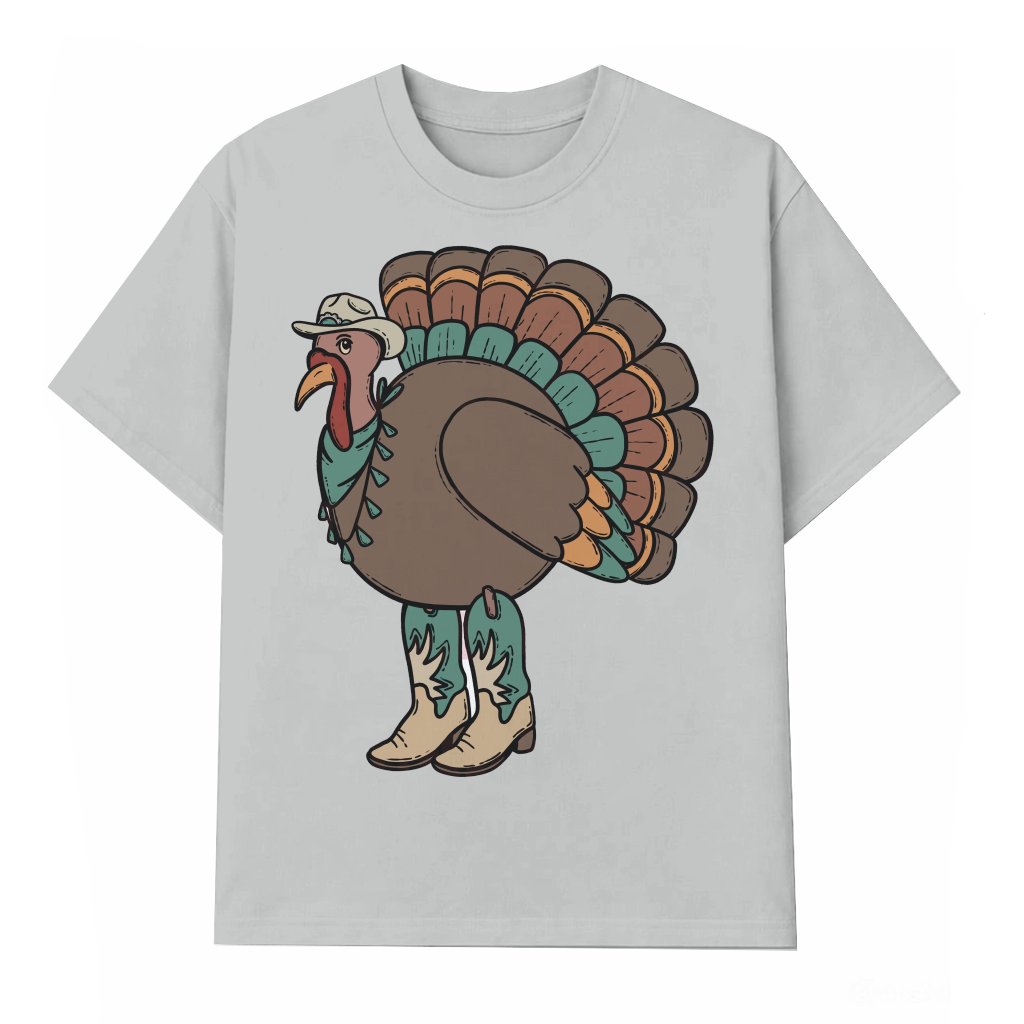 Western Thanksgiving Turkey T-shirt – Thanksgiving Gift Cowboy Style - front view