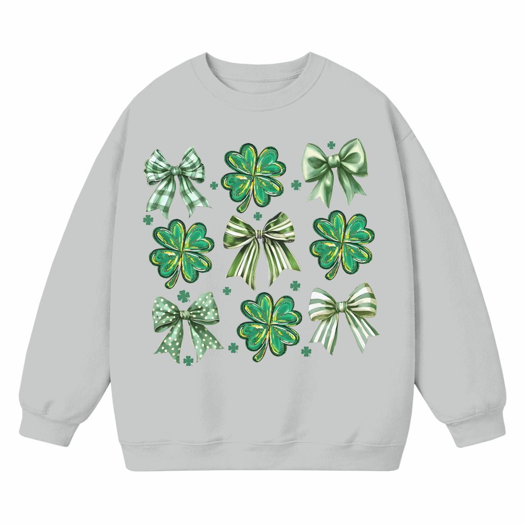 Coquette Bow Sweatshirt – St. Patrick's Day Lucky Irish Gift for Her - front view
