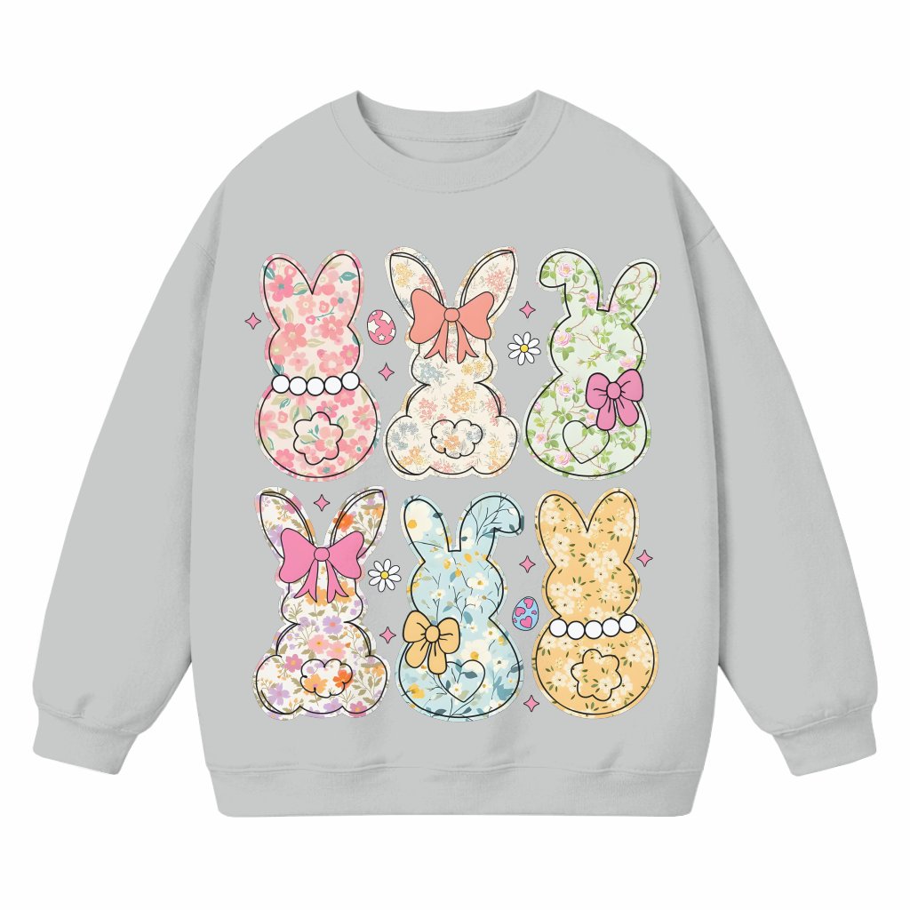 Coquette Easter Bunny Floral Sweatshirt – Easter Gift Retro Cute - front view