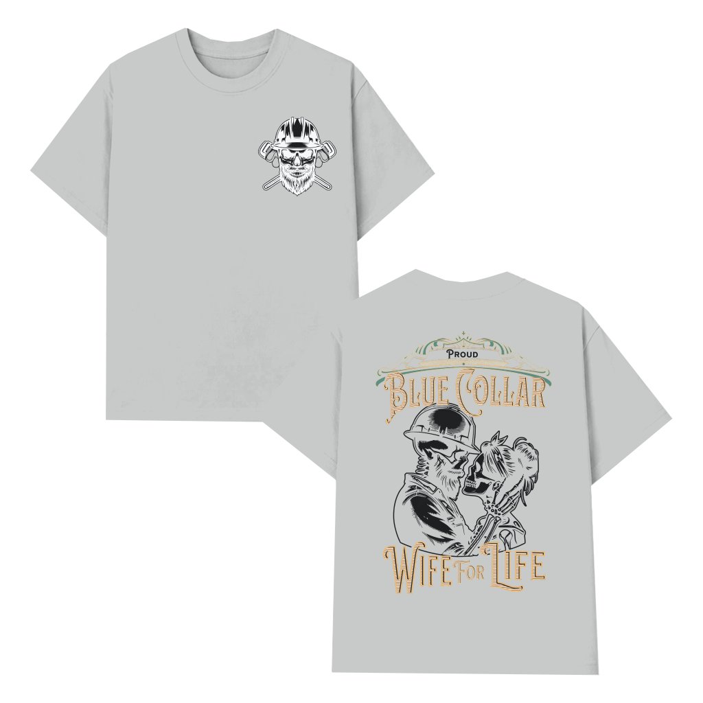Blue Collar Wife Club T-shirt – Gift for Wife Skull Design - front view