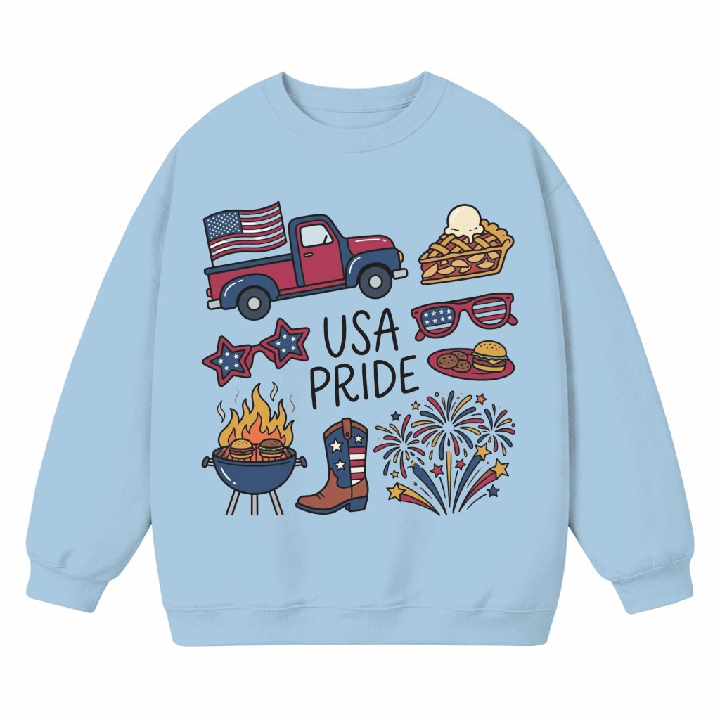 USA Pride American Flag Truck Sweatshirt – 4th of July Gift for Patriots - front view