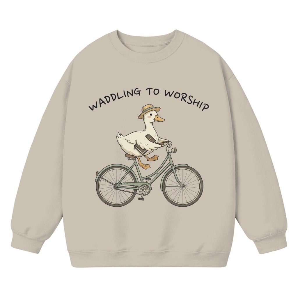 Waddling In His Grace Funny Duck Sweatshirt – Christian Faith Gift - front view