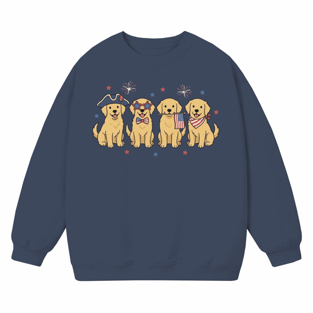 Golden Retriever American Flag Sweatshirt – 4th of July Gift for Dog Mom Cute - front view