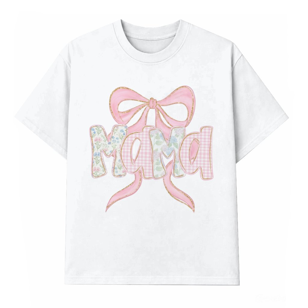 Coquette Pink Bow Mama Era T-shirt – Mother's Day Gift for Mom Floral - front view