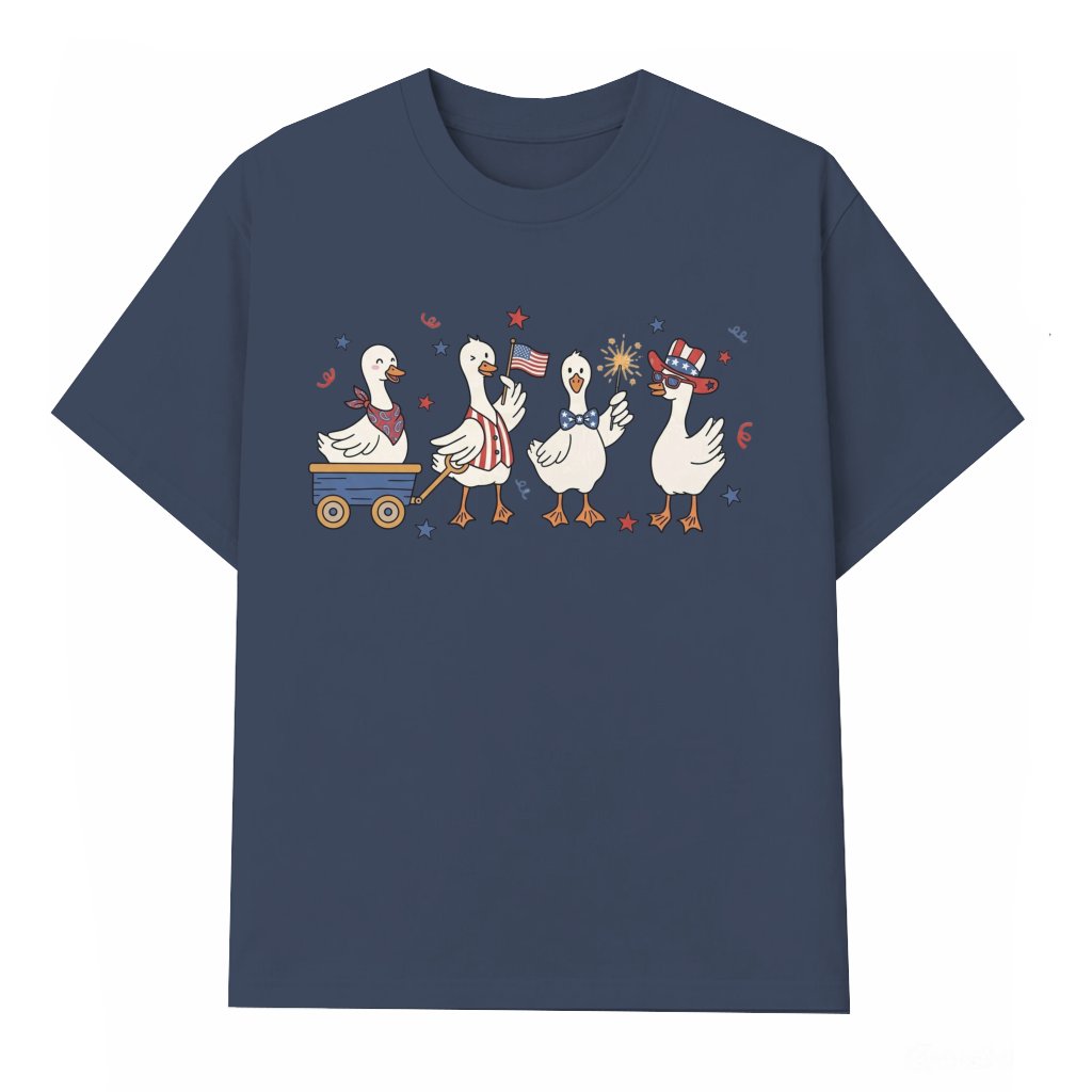 Funny Patriotic Goose T-shirt – Fourth of July USA Gift Red White Blue - front view