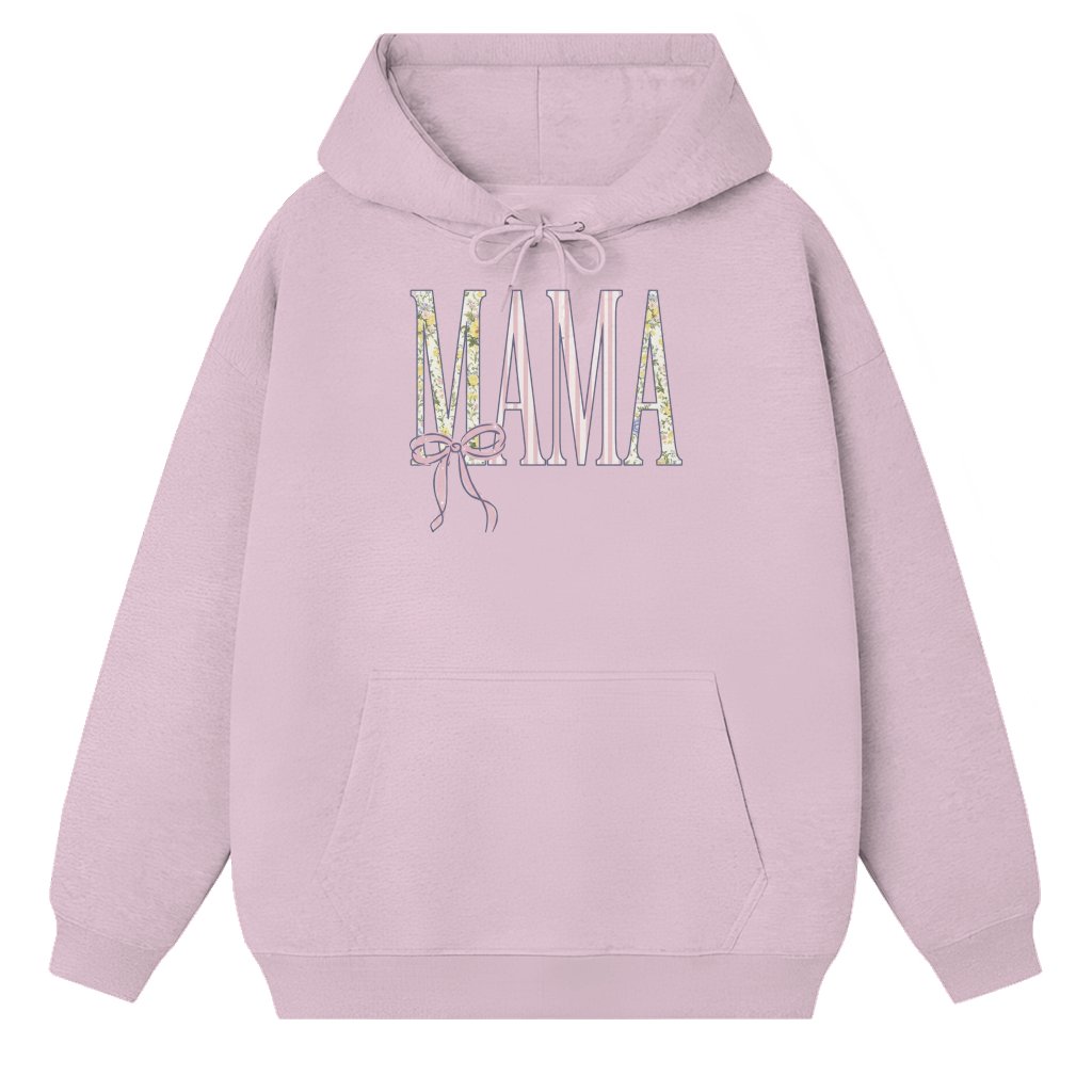 Coquette Floral Pink Bow Hoodie – Mother's Day Gift for Mom Retro Botanical - front view