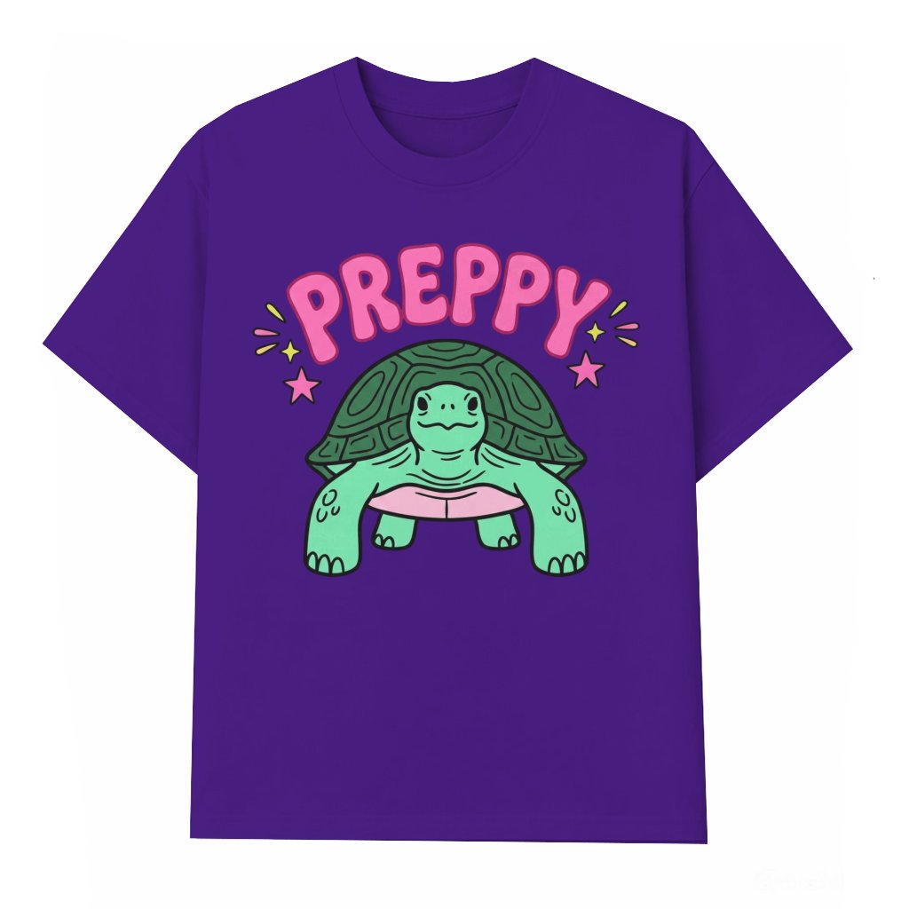 Preppy Sea Turtle T-shirt – Summer Gift for Ocean Lover Y2K Cute Pink Shell - front view