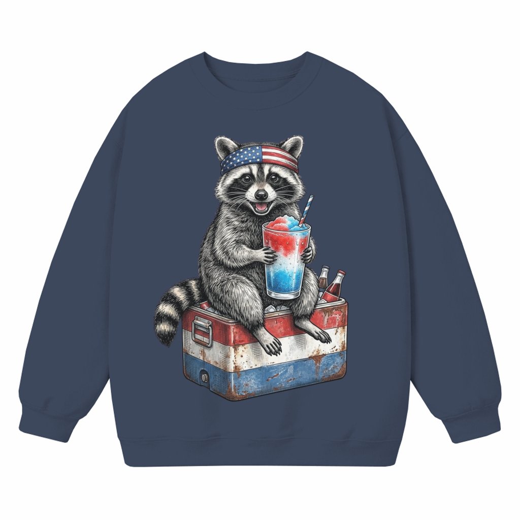 Patriotic Raccoon Sweatshirt – Funny 4th of July Gift for Semiquincentennial, USA Cooler Tee - front view