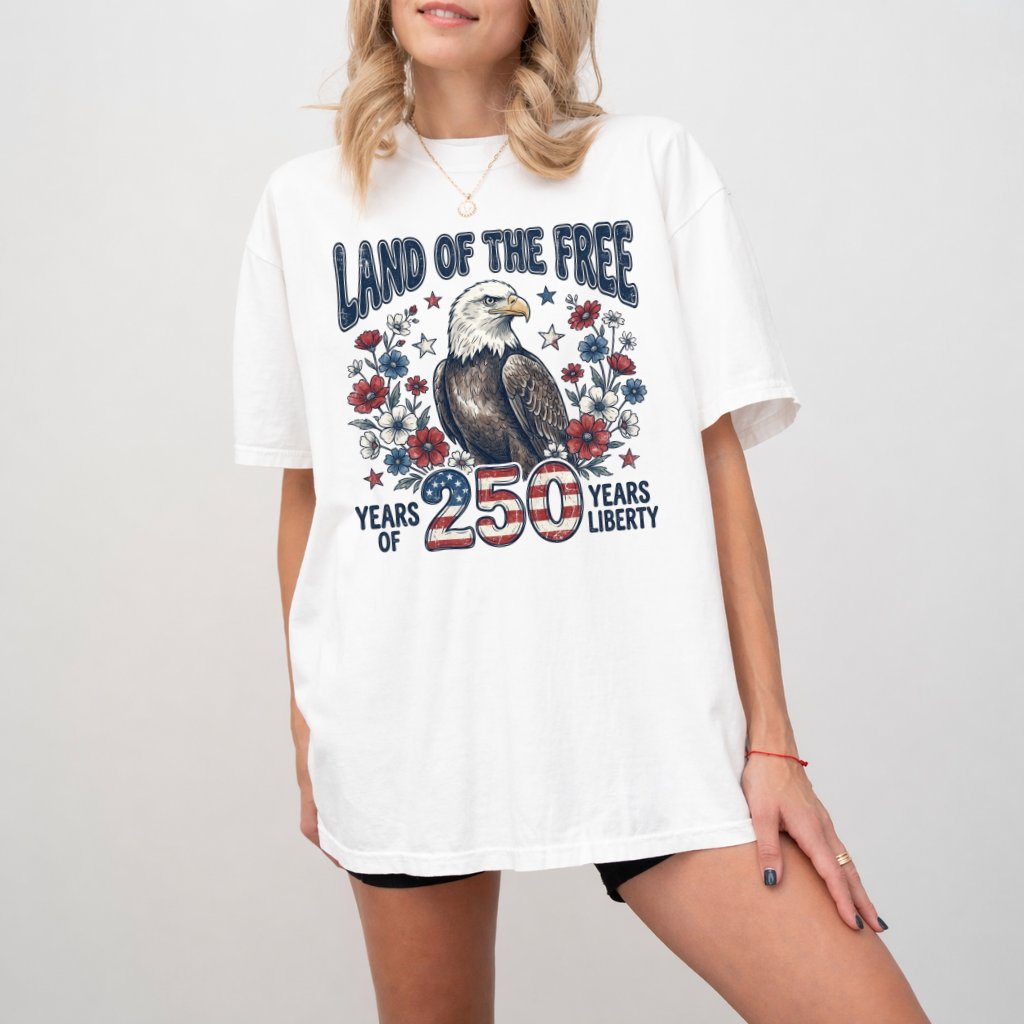 Land of the Free Eagle 250 Years Comfort Colors Shirt – 4th of July Gift for Patriot, Patriotic USA Liberty Tee - back view