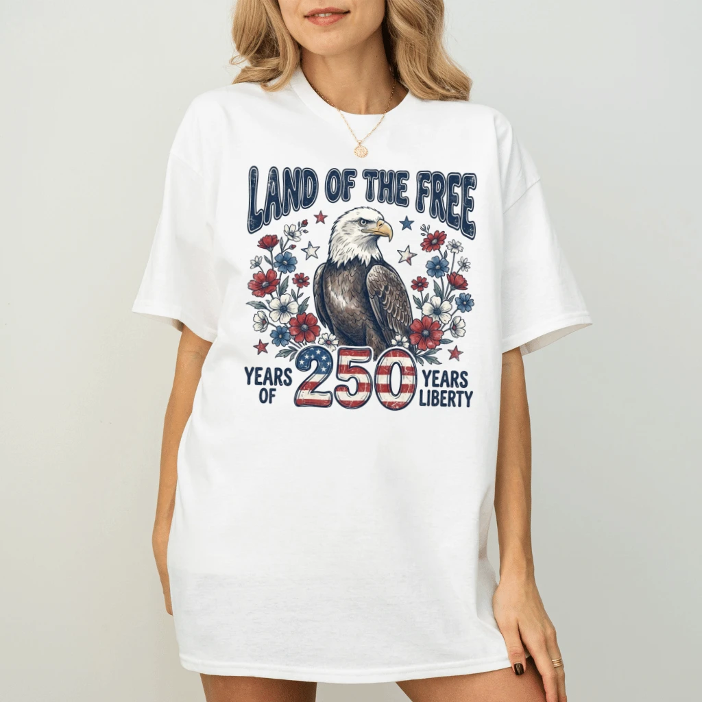 Land of the Free Eagle 250 Years T-Shirt – 4th of July Gift for Patriot, Patriotic USA Liberty Tee - back view