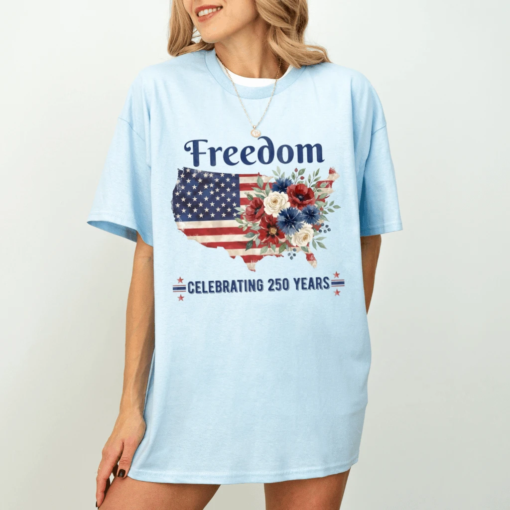 Freedom USA 250 Years T-Shirt – 4th of July Gift for Patriot, Celebrating USA Anniversary Tee - back view