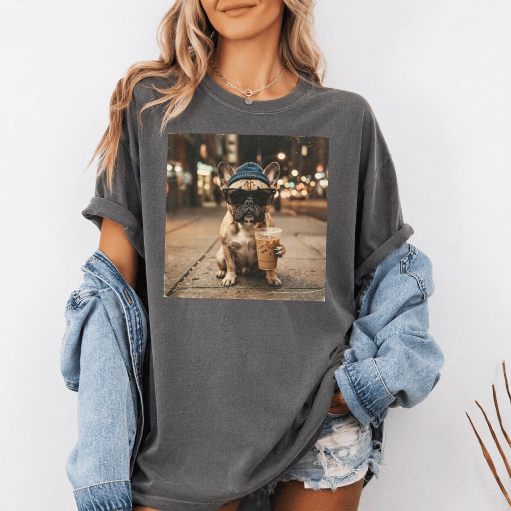 Funny Pug Iced Coffee Comfort Colors Shirt – Gift for Dog Mom, Cute Dog Lover Street Style Tee - back view