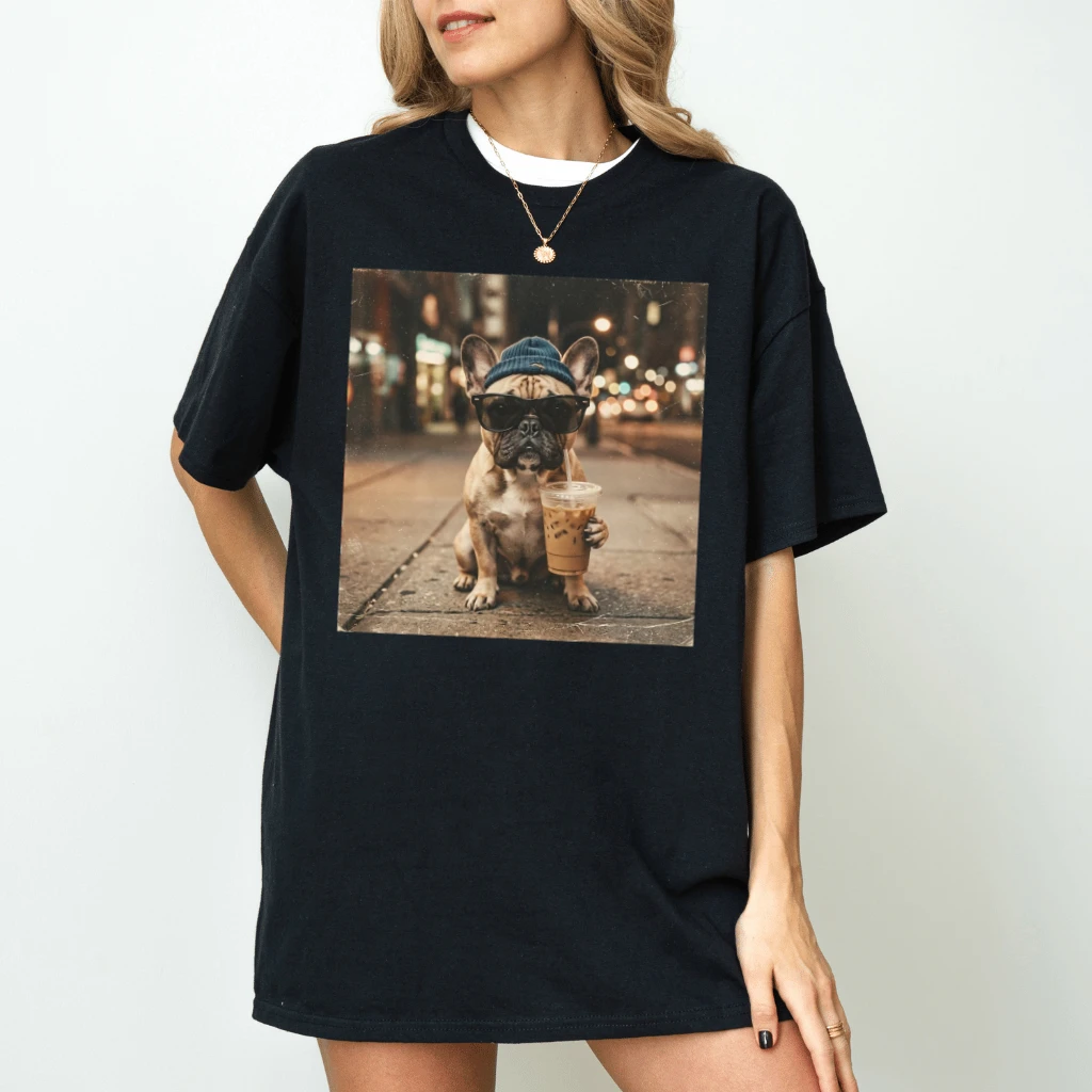Funny Pug Iced Coffee T-shirt – Gift for Dog Mom, Cute Dog Lover Street Style Tee - back view