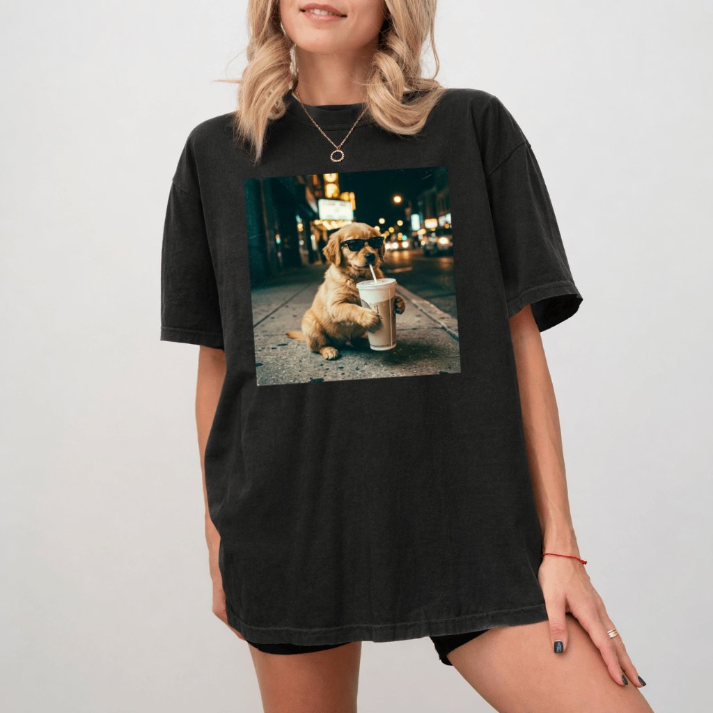 Funny Golden Retriever Iced Coffee Comfort Colors Shirt – Gift for Dog Mom, Cute Dog Lover Tee - back view