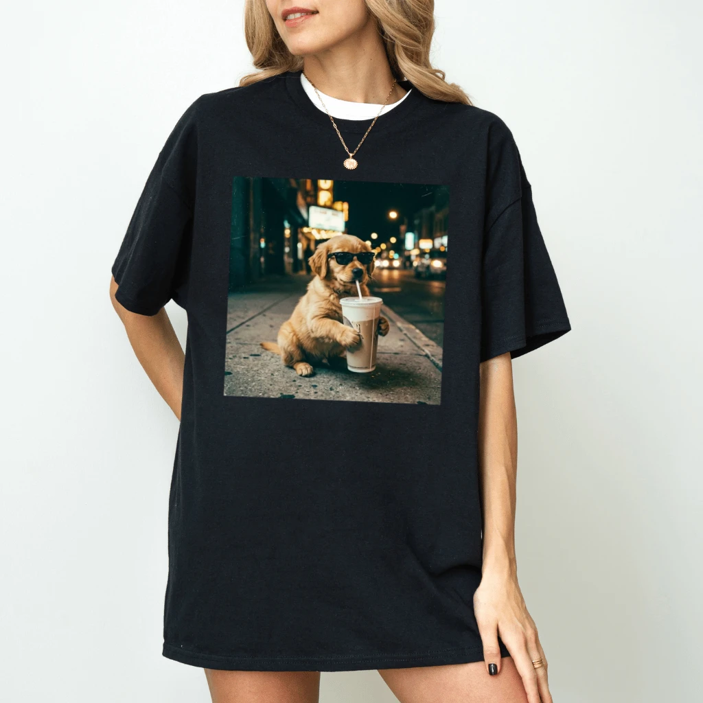 Funny Golden Retriever Iced Coffee T-Shirt – Gift for Dog Mom, Cute Dog Lover Tee - back view