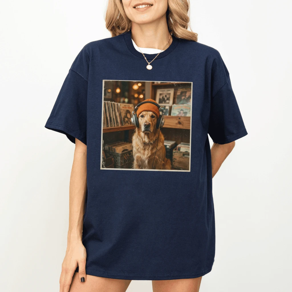Cute Golden Retriever T-Shirt – Funny Gift for Dog Mom, Dog Lover Aesthetic Tee - detail view