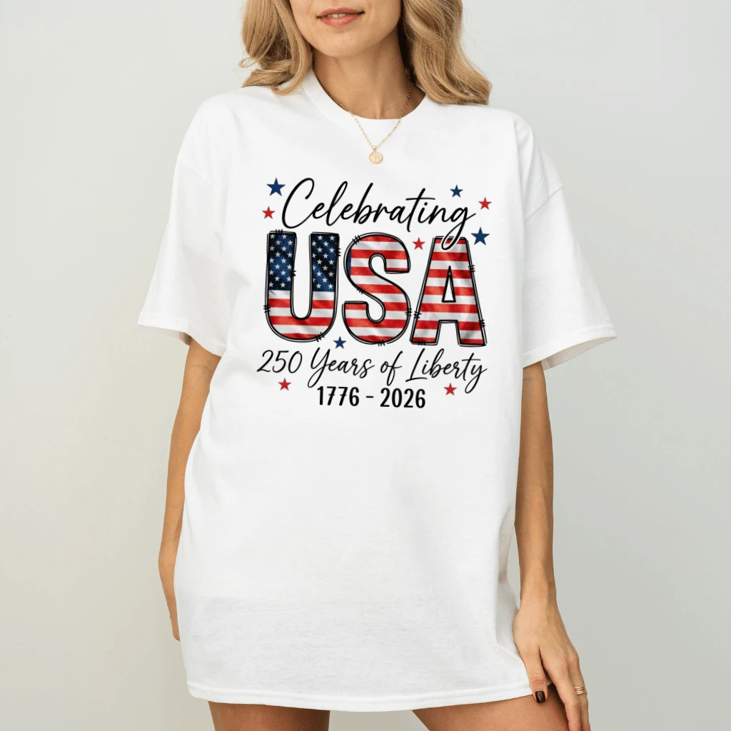 Celebrating USA 250 Years of Liberty T-Shirt – 4th of July Gift for Patriot, Patriotic 1776 2026 Tee - back view