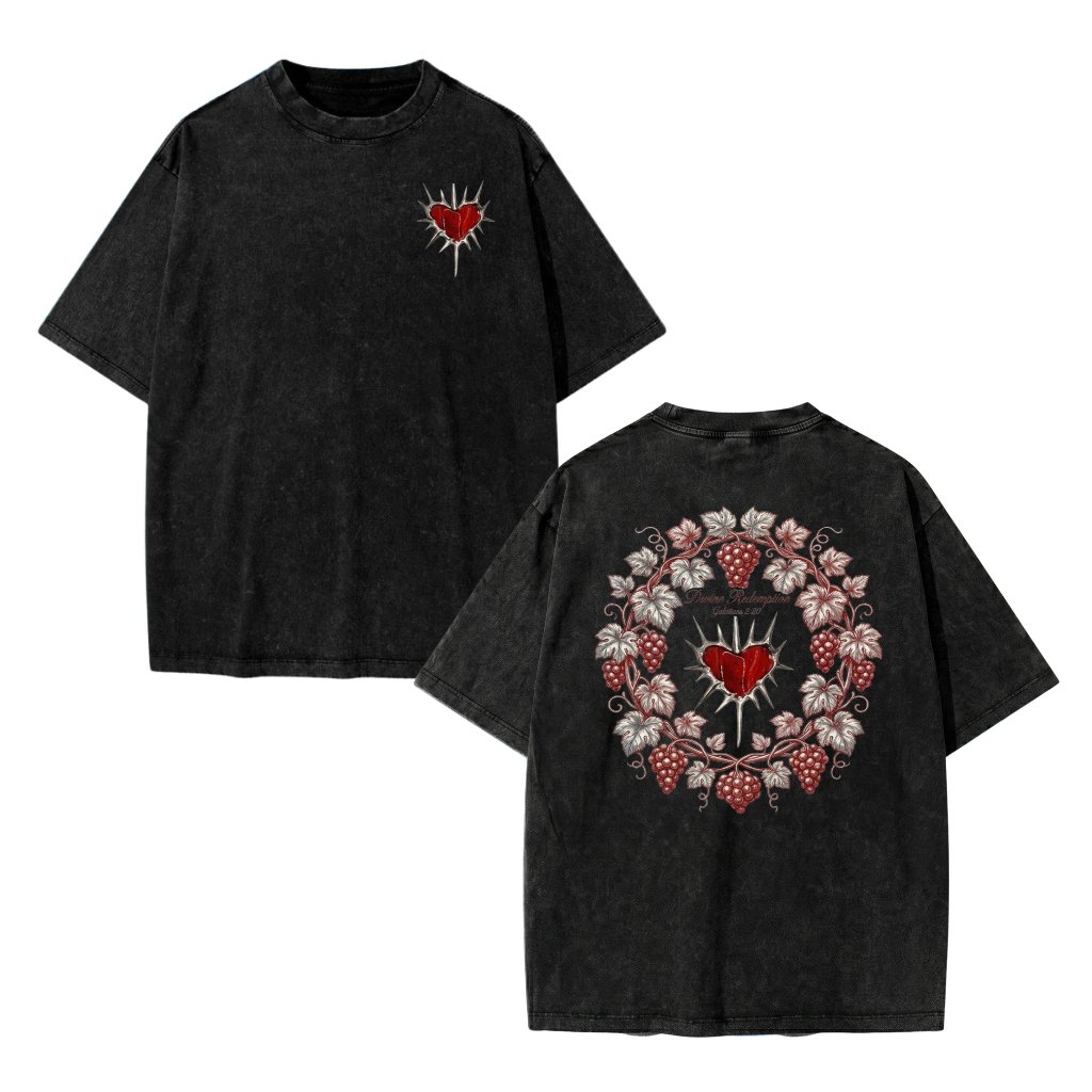 Divine Redemption Galatians 2:20 Shirt – Faith Gift for Christian, Sacred Heart Bible Verse Tee - front view
