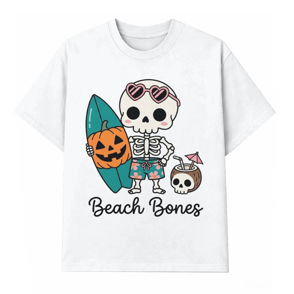 Beach Bones Skeleton Shirt – Funny Summerween Gift for Her, Summer Tee - front view