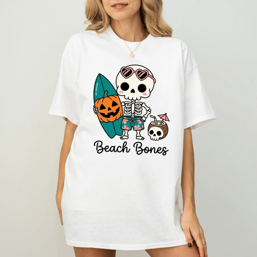 Beach Bones Skeleton Shirt – Funny Summerween Gift for Her, Summer Tee - back view