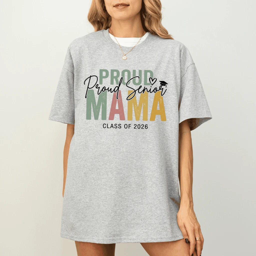 Proud Senior Mama Class of 2026 Shirt – Funny Gift for Graduation, Mom Tee - detail view